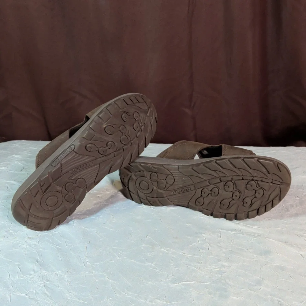 Merrell Sandspur 2 Slide Sandals Mens Size 8 Brown Leather Slip On Gorpcore